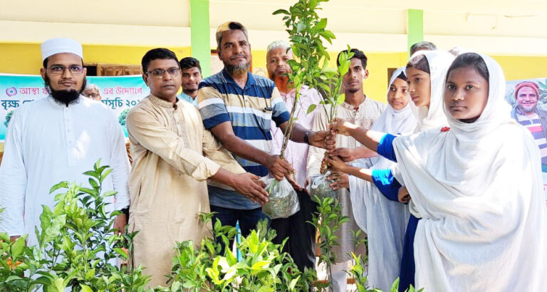 নাচোলে মাল্টা ও কমলার চারা বিতরণ