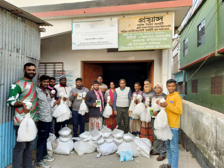 রহনপুরে মৎস্যচাষিদের মধ্যে উপকরণ বিতরণ