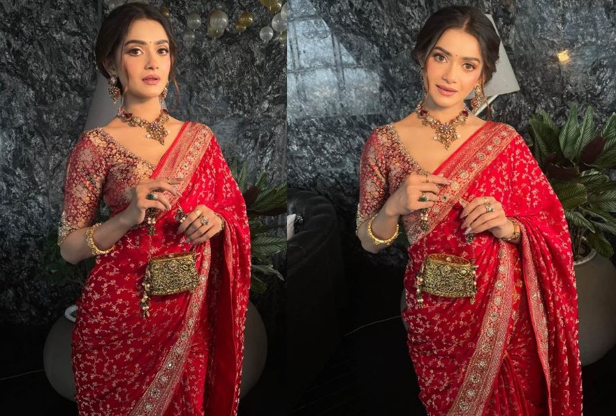 লাল শাড়িতে নজর কাড়লেন তানজিন তিশা